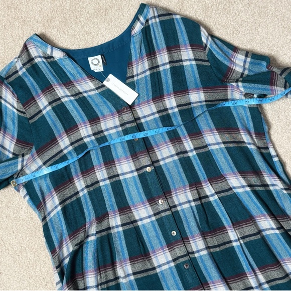 NWT Anthropologie Akemi + Kin Tunic Wool Blend Top Long Length Button Plaid Sz L - Picture 11 of 13